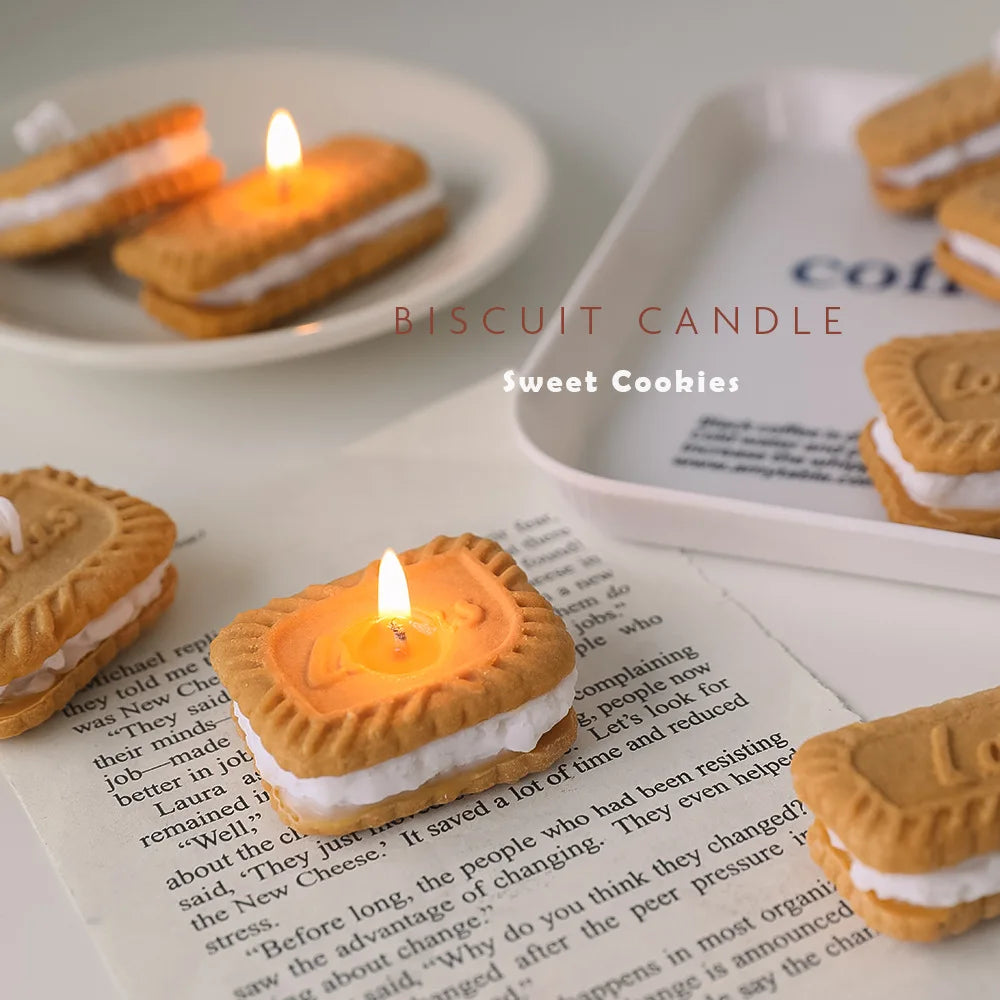 Cute Handmade Biscuit Candle Scented Candle Aromatherapy Soy Wax Candle Wedding Birthday Candles Party Home Decoration