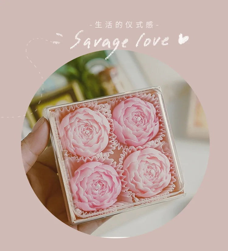 Home Decoration Scented Candles 4pcs/set Handmade Rose Bouquet Shape Fragrance Candle Romantic Holiday Gift