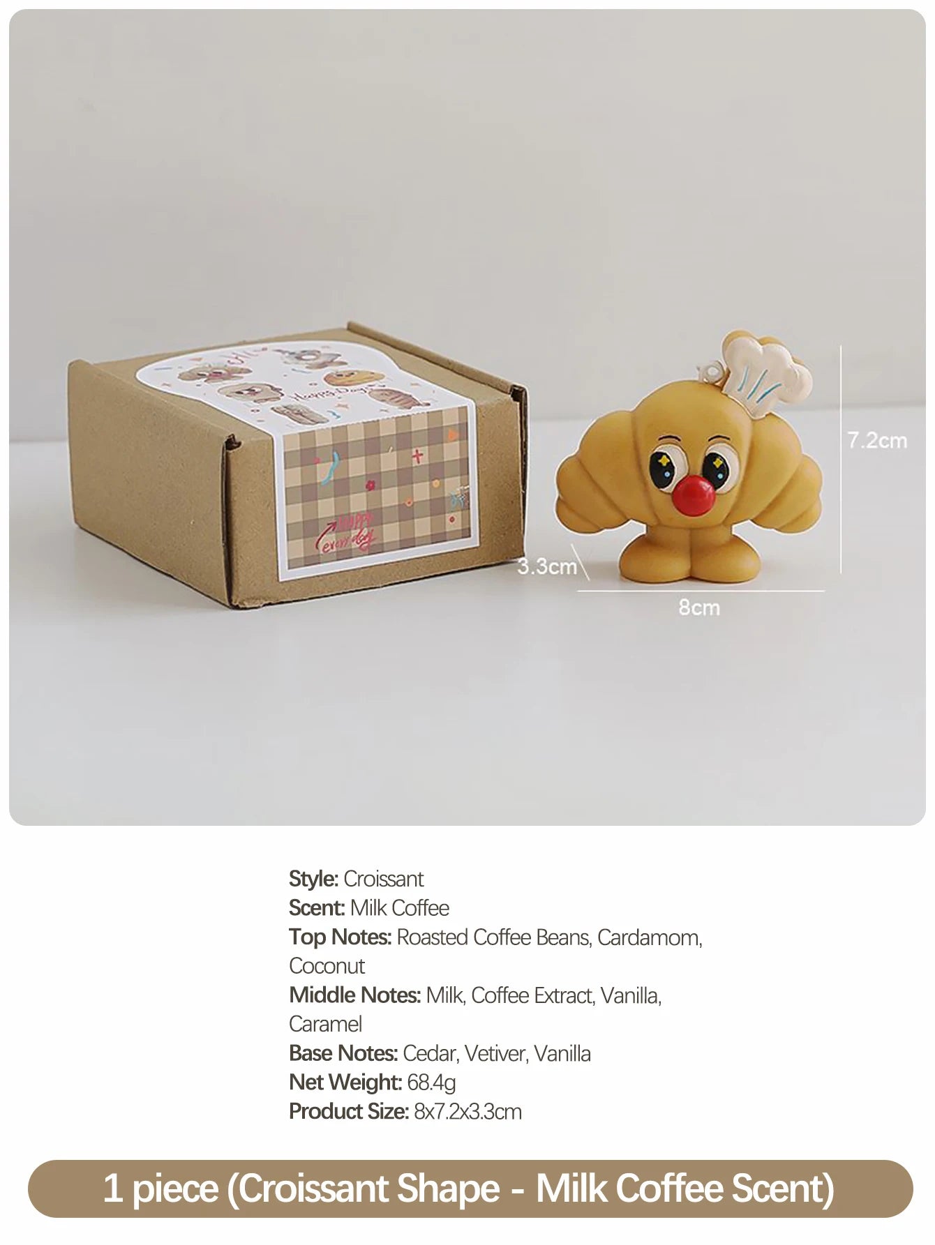 Simulated Bread Series Scented Candles, Cute Cartoon Design, Milk and Coffee Fragrance, Natural Soy Wax, Smoke-Free, Warm and Cozy Room Decoration. Creative Gifts for Mother's Day, Birthdays, Housewarming, and Wedding Favors,