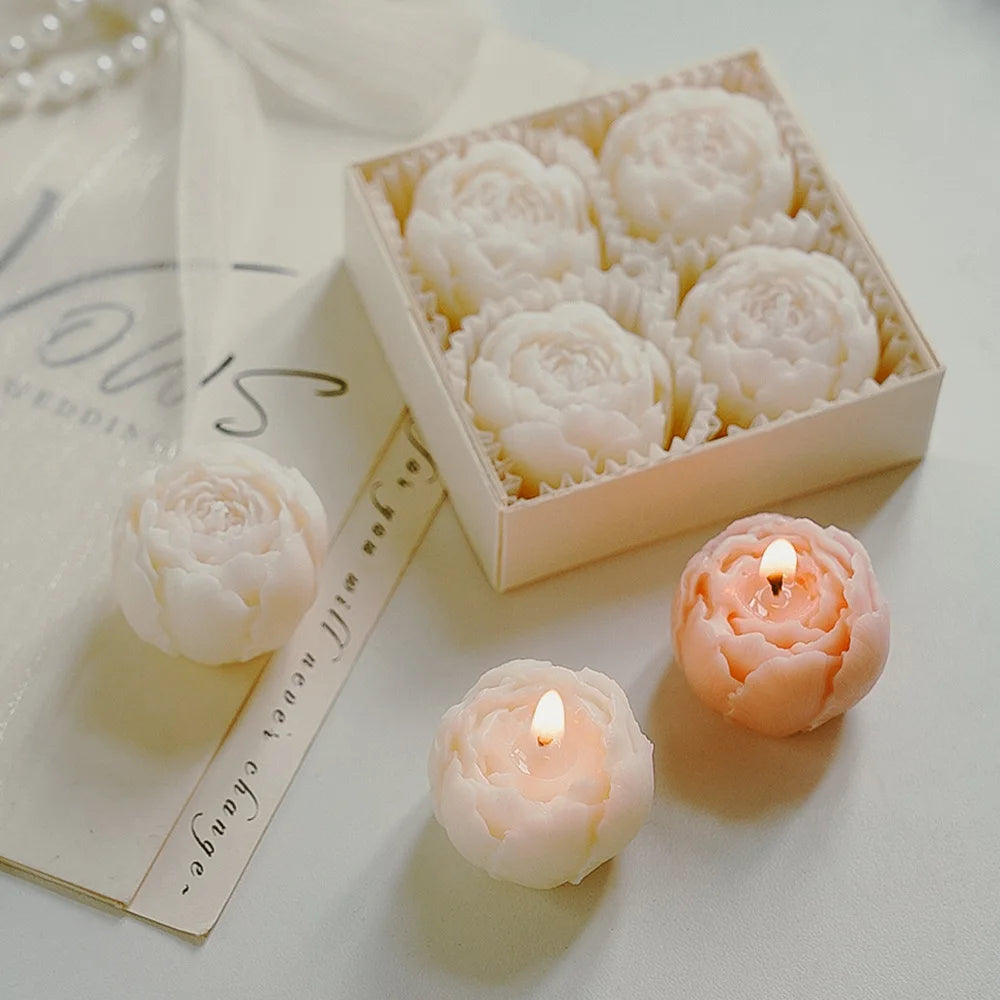 Home Decoration Scented Candles 4pcs/set Handmade Rose Bouquet Shape Fragrance Candle Romantic Holiday Gift