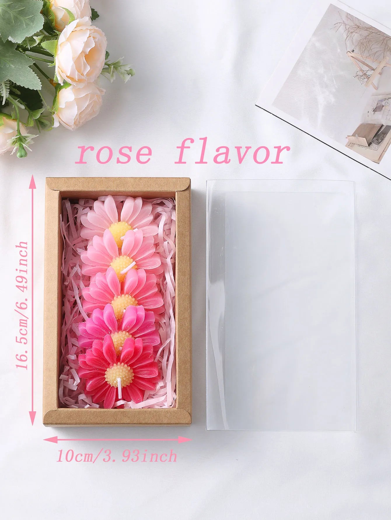 5-Piece Gradient Macaron Daisy Scented Soy Wax Candles Set, Elegant Floral Scented Gift Box, Perfect for Home Decor and Relaxati