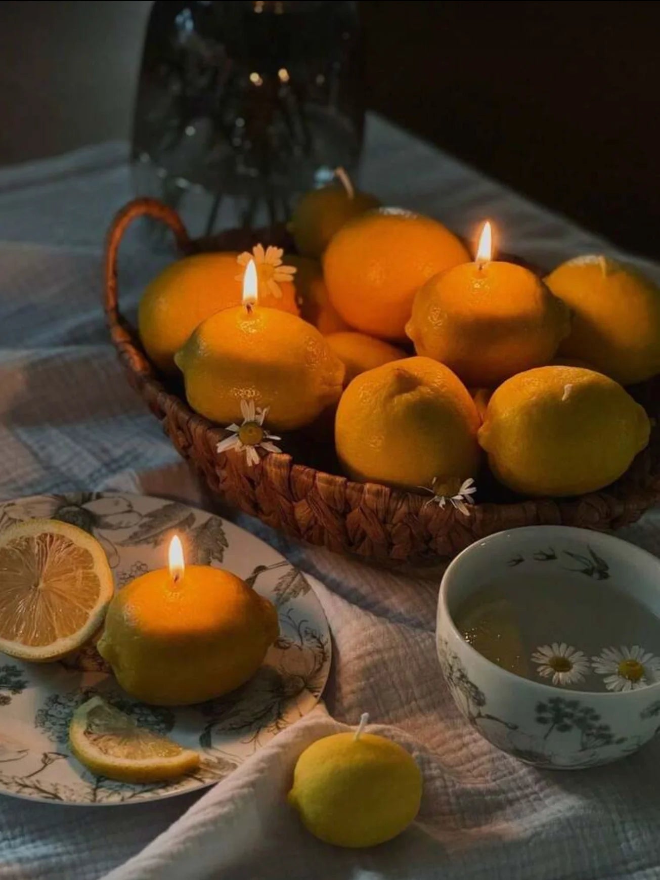 1pc Lemon Scented Candles, Handmade Soy Wax, Suitable For Home Decor, Party, Dining Table Decor,Holiday Gift, Wedding Decor