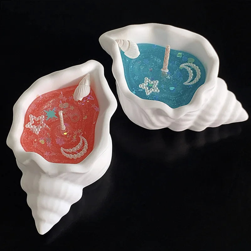 Ocean Theme Conch Shell Scented Candle Romantic Candle Holder Decorative Candle for Wedding Anniversary Gift