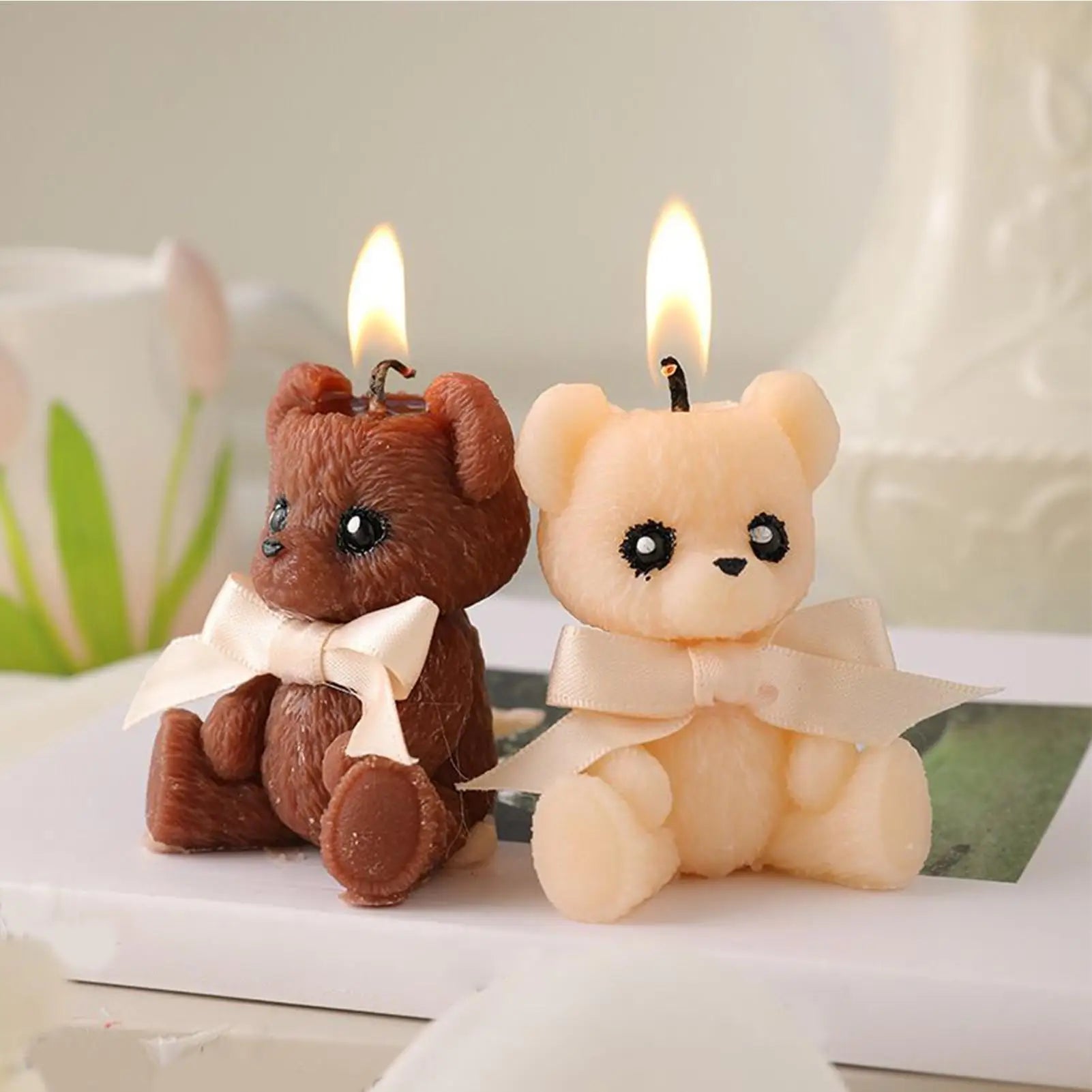 Bear Shaped Candle Scented Aesthetic Cute Decorative Soy Wax Candle for Memorial Desk Decor Living Room Party Favors Gift