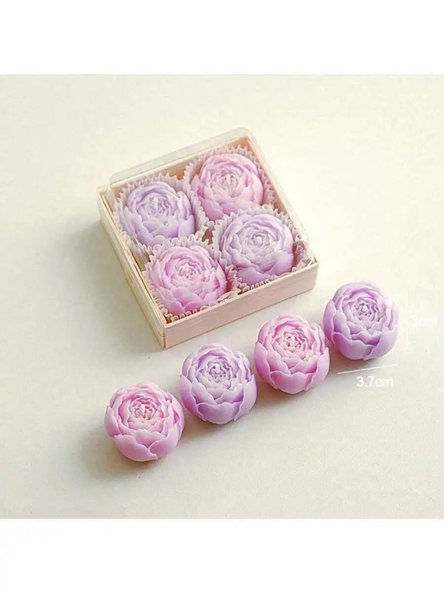 Home Decoration Scented Candles 4pcs/set Handmade Rose Bouquet Shape Fragrance Candle Romantic Holiday Gift