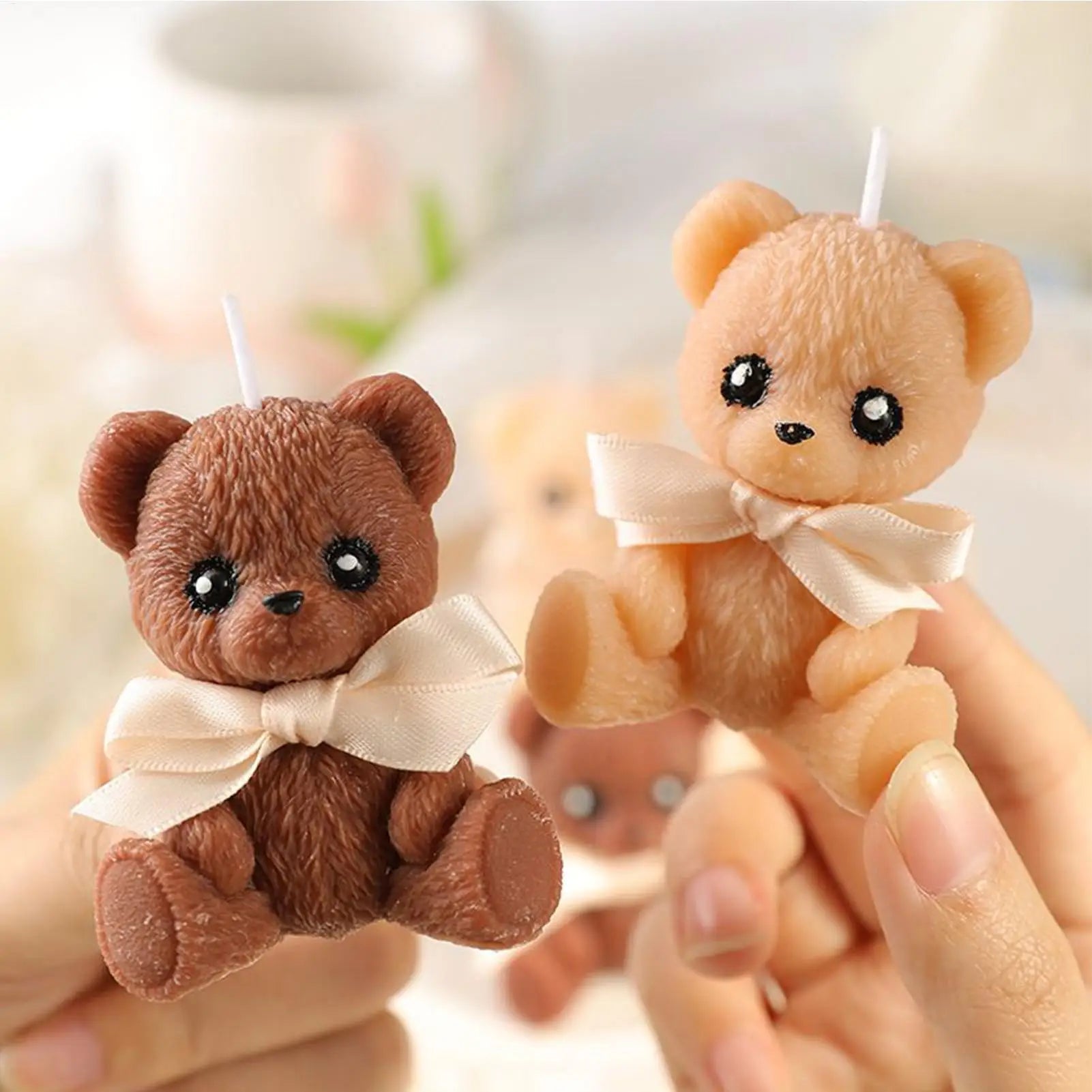 Bear Shaped Candle Scented Aesthetic Cute Decorative Soy Wax Candle for Memorial Desk Decor Living Room Party Favors Gift