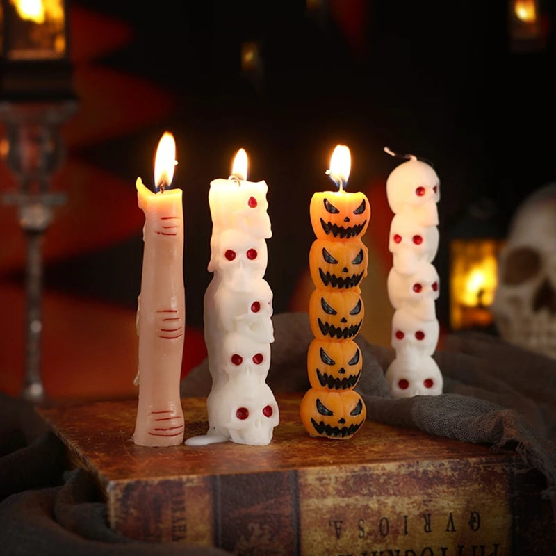 Halloween Aromatherapy Candle Set - Skull & Pumpkin&Bone Fingers Horror Home Decor, Soy Wax Scented Candles Limited Edition Gift
