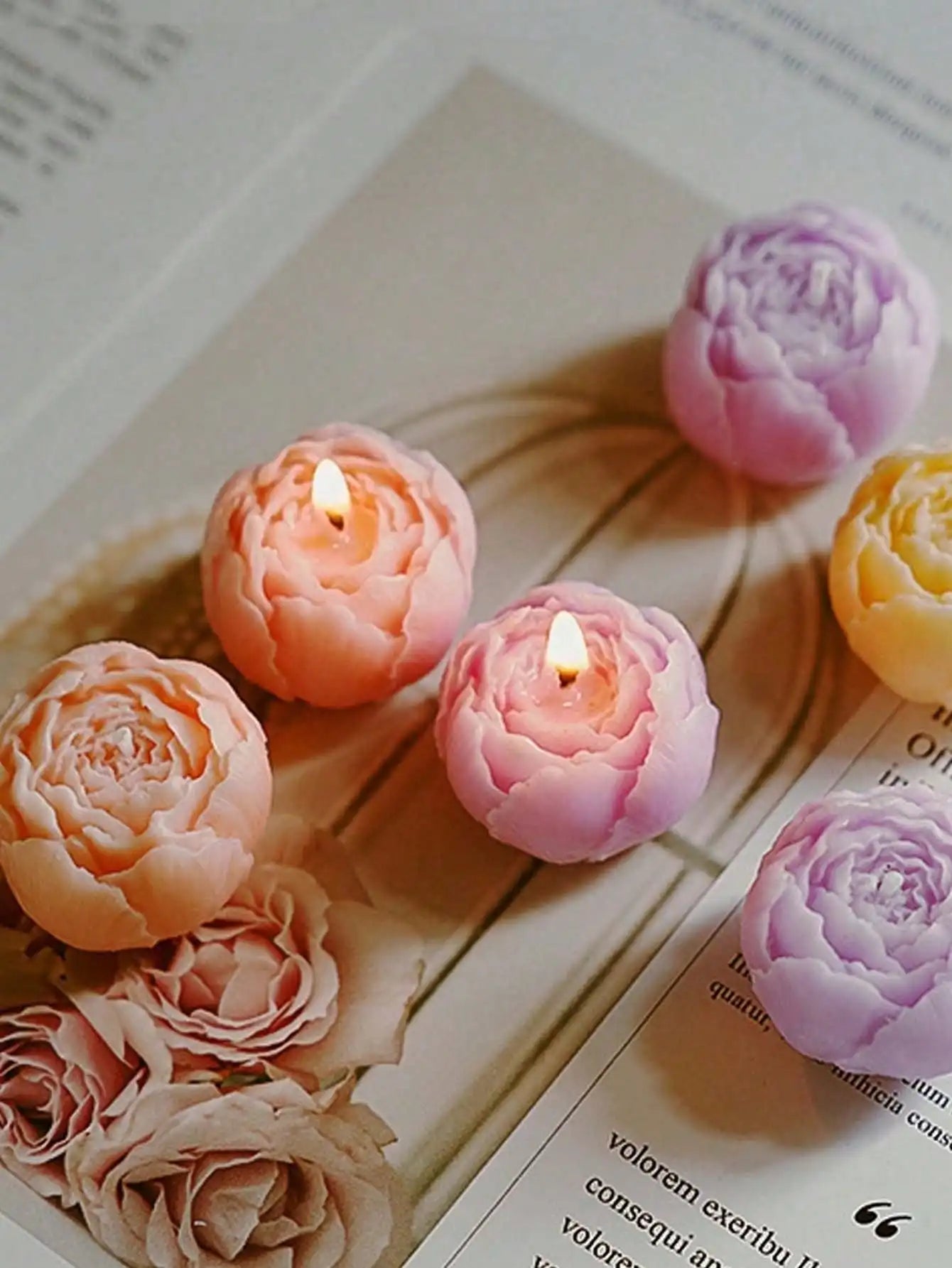 Home Decoration Scented Candles 4pcs/set Handmade Rose Bouquet Shape Fragrance Candle Romantic Holiday Gift