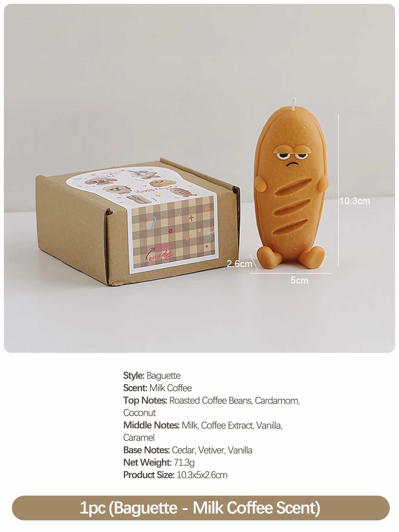 Simulated Bread Series Scented Candles, Cute Cartoon Design, Milk and Coffee Fragrance, Natural Soy Wax, Smoke-Free, Warm and Cozy Room Decoration. Creative Gifts for Mother's Day, Birthdays, Housewarming, and Wedding Favors,