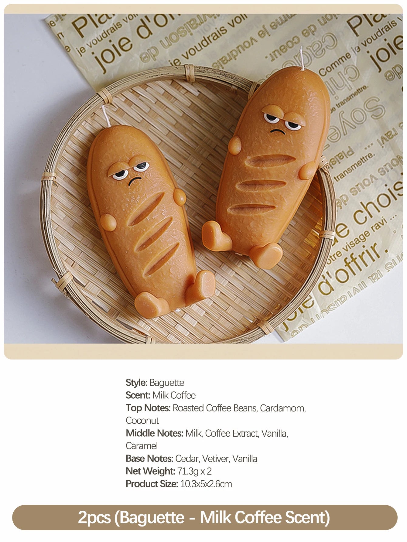 Simulated Bread Series Scented Candles, Cute Cartoon Design, Milk and Coffee Fragrance, Natural Soy Wax, Smoke-Free, Warm and Cozy Room Decoration. Creative Gifts for Mother's Day, Birthdays, Housewarming, and Wedding Favors,