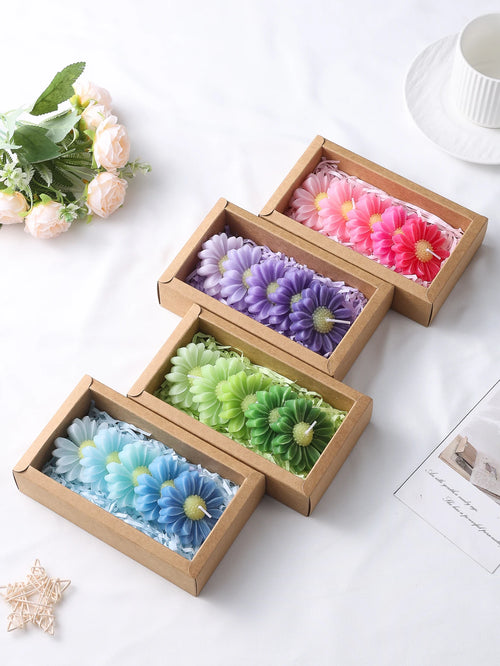 5-Piece Gradient Macaron Daisy Scented Soy Wax Candles Set, Elegant Floral Scented Gift Box, Perfect for Home Decor and Relaxati