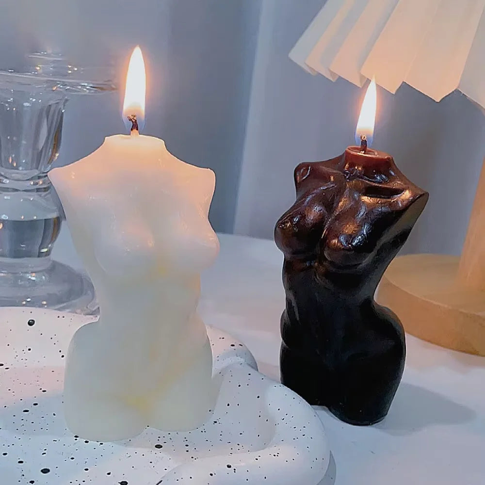 Female Body Art Scented Candle Soy Wax Torso Sculpture Candle Romantic Home Decor Aromatherapy Candle for Bedroom Bathroom GiftF