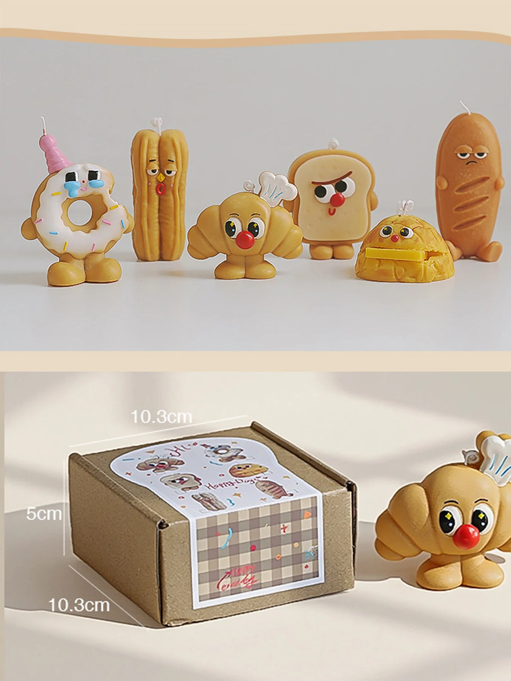 Simulated Bread Series Scented Candles, Cute Cartoon Design, Milk and Coffee Fragrance, Natural Soy Wax, Smoke-Free, Warm and Cozy Room Decoration. Creative Gifts for Mother's Day, Birthdays, Housewarming, and Wedding Favors,