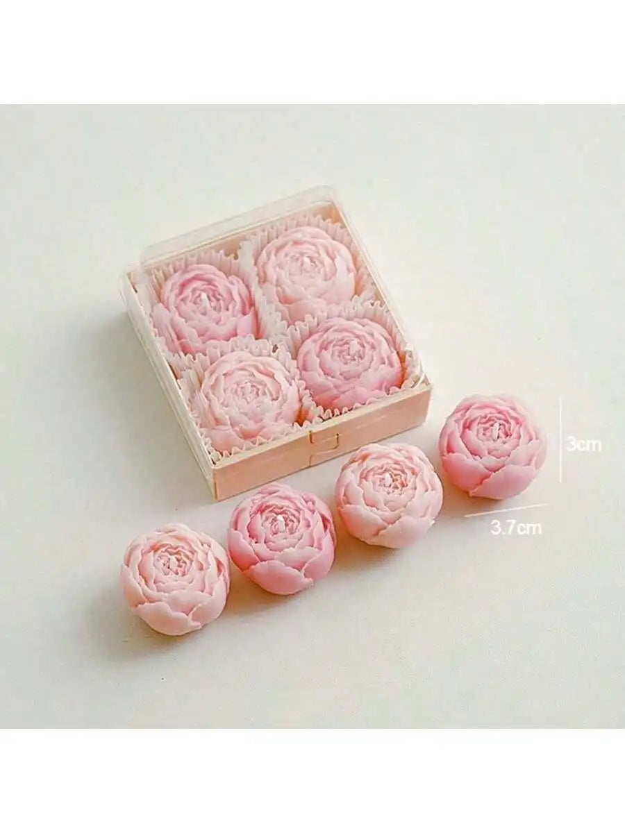 Home Decoration Scented Candles 4pcs/set Handmade Rose Bouquet Shape Fragrance Candle Romantic Holiday Gift