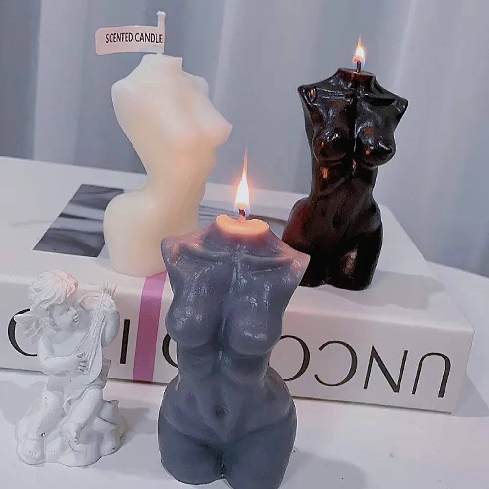 Female Body Art Scented Candle Soy Wax Torso Sculpture Candle Romantic Home Decor Aromatherapy Candle for Bedroom Bathroom GiftF