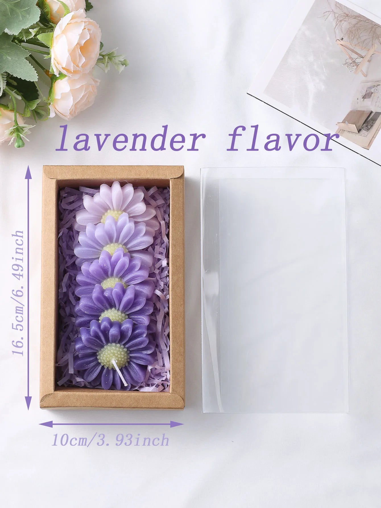 5-Piece Gradient Macaron Daisy Scented Soy Wax Candles Set, Elegant Floral Scented Gift Box, Perfect for Home Decor and Relaxati
